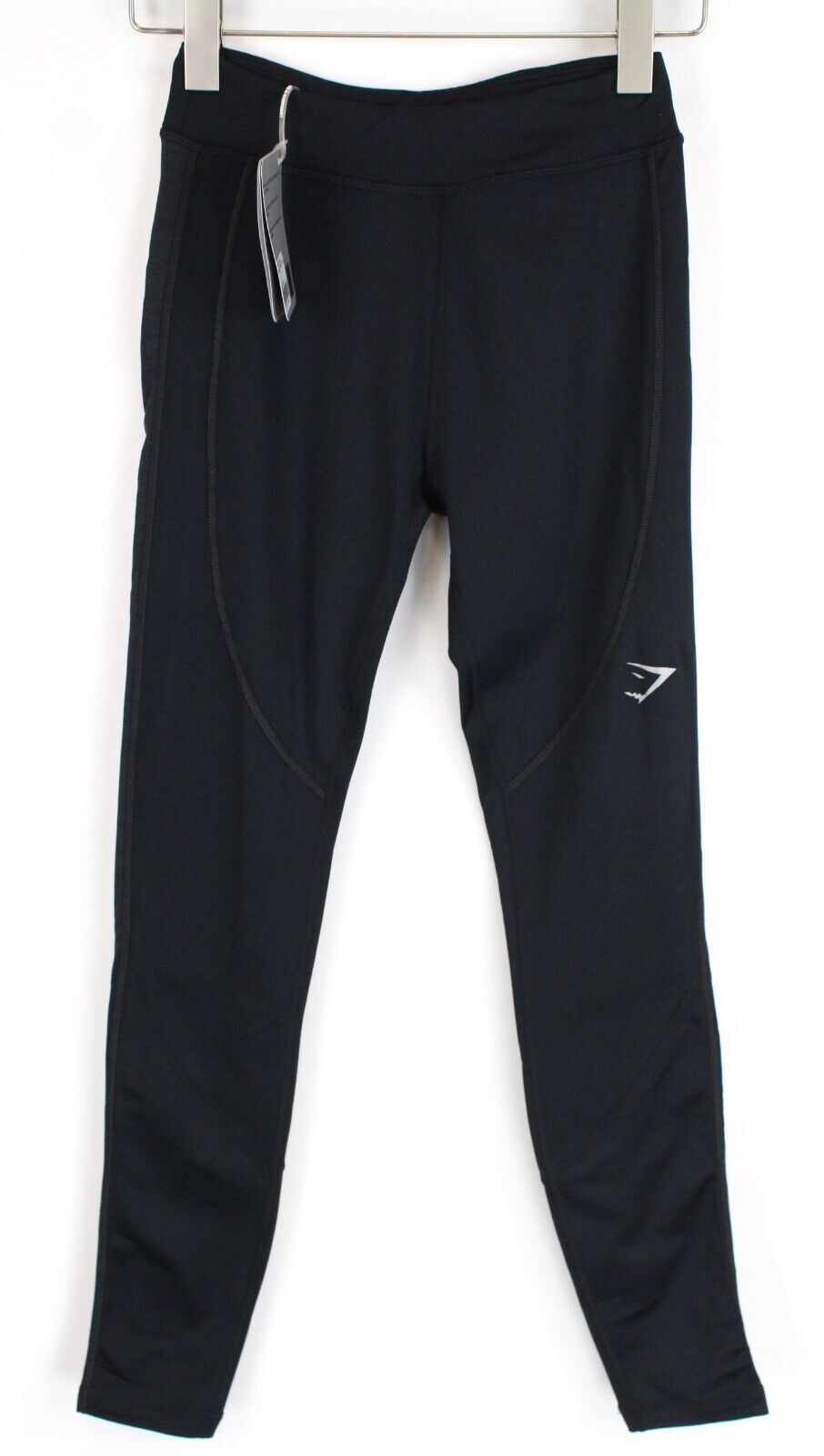 GYMSHARK žieminės bėgimo tamprės moterims S juodos tamprios logotipu sportinės aprangos 