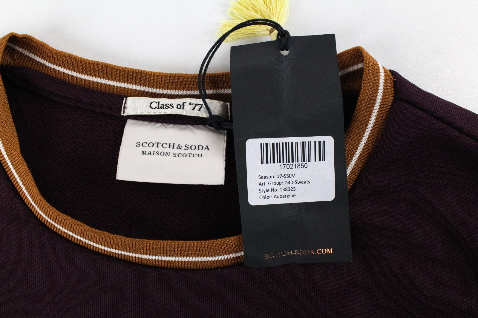 MAISON SCOTCH moteriškas džemperis L dydžio violetinis ilgomis rankovėmis su logotipu ir apvalia kaklo iškirpte 