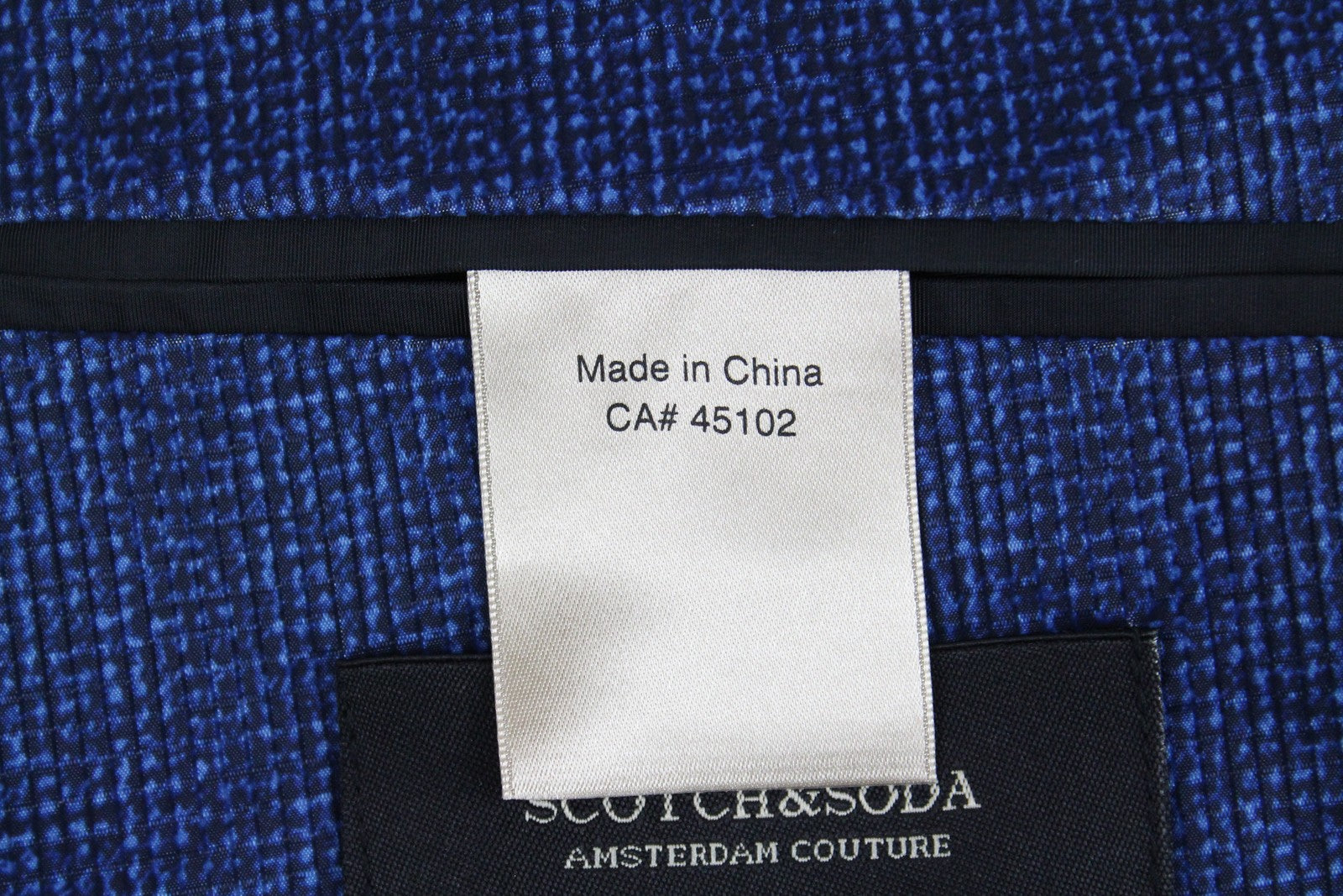 SCOTCH &amp; SODA Ams Couture vyriškas švarkas L dydžio mėlynas raštuotas be pamušalo laisvalaikio stiliaus 