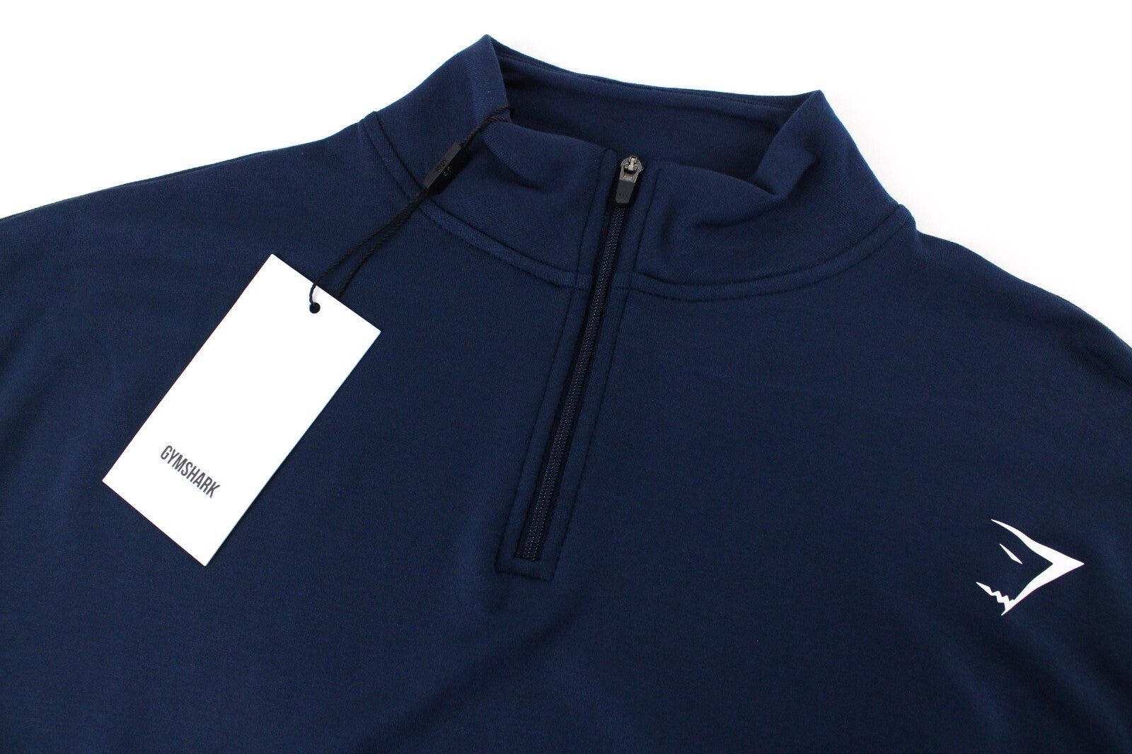 GYMSHARK Pipa moteriškas džemperis XS dydžio, tamsiai mėlynas, ilgomis rankovėmis, trumpintas, tamprus, su užtrauktuku 