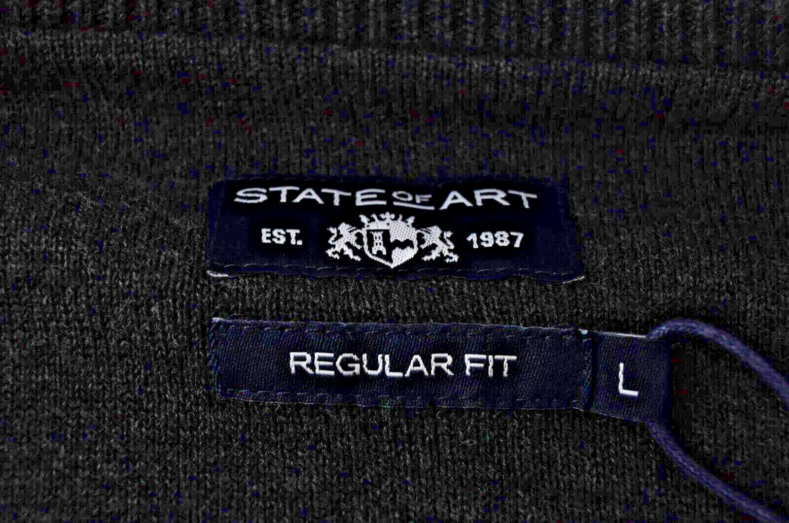 „STATE OF ART“ vyriškas džemperis L dydžio, pilkas, megztinis ilgomis rankovėmis, V formos iškirpte 