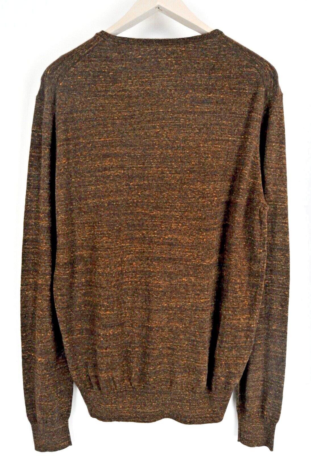 „STATE OF ART“ vyriškas džemperis L dydžio, rudas, medvilninis, lininis, ilgomis rankovėmis, V formos iškirpte 