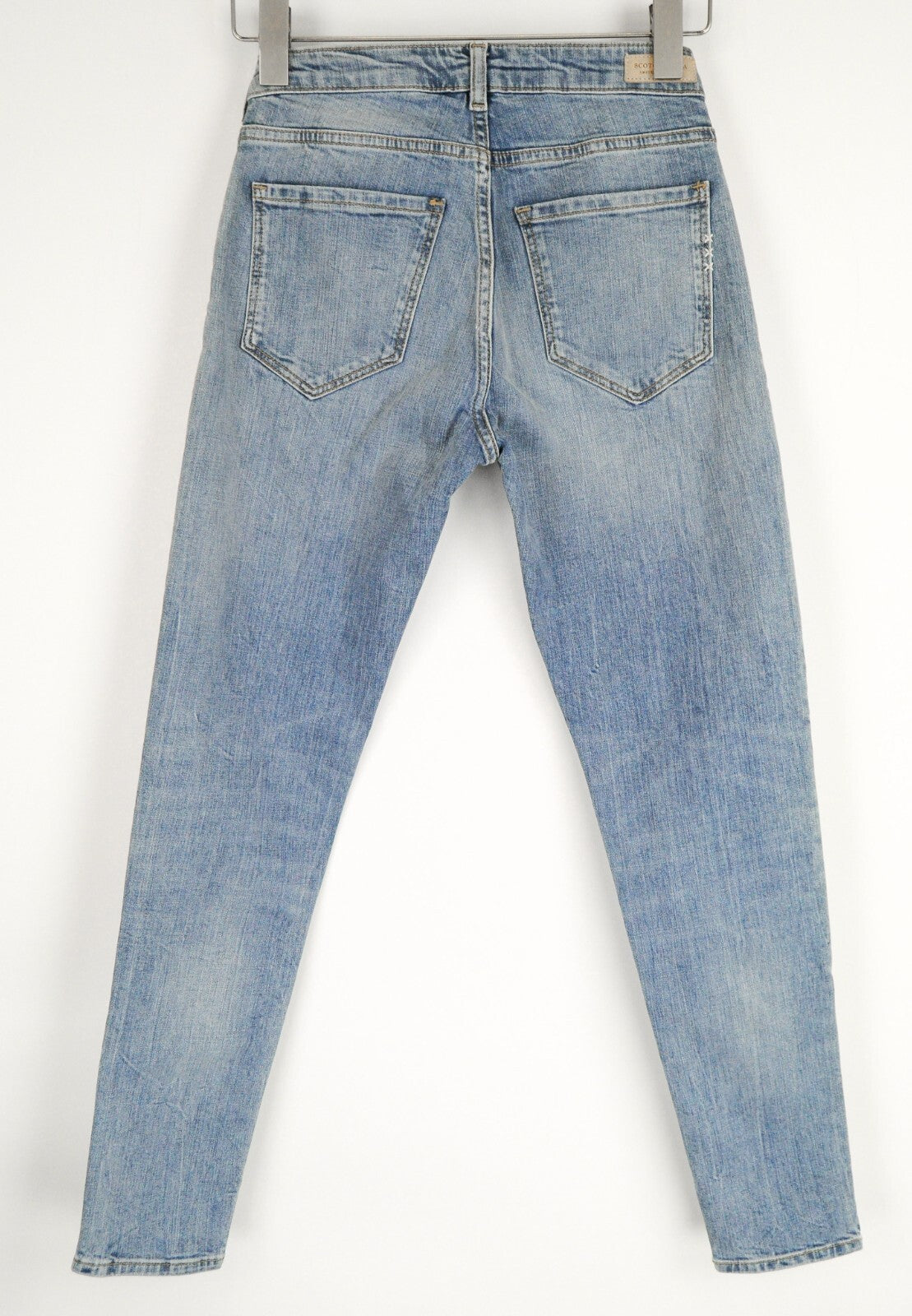 SCOTCH &amp; SODA Ams Blauw moteriški džinsai W24/L32 Slim Fit medvilniniai tamprūs mėlyni 