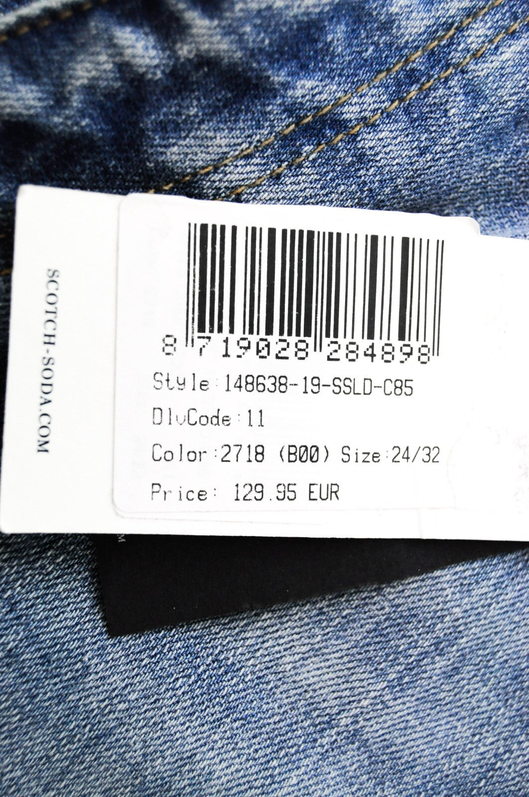 SCOTCH &amp; SODA Ams Blauw moteriški džinsai W24/L32 Slim Fit medvilniniai tamprūs mėlyni 