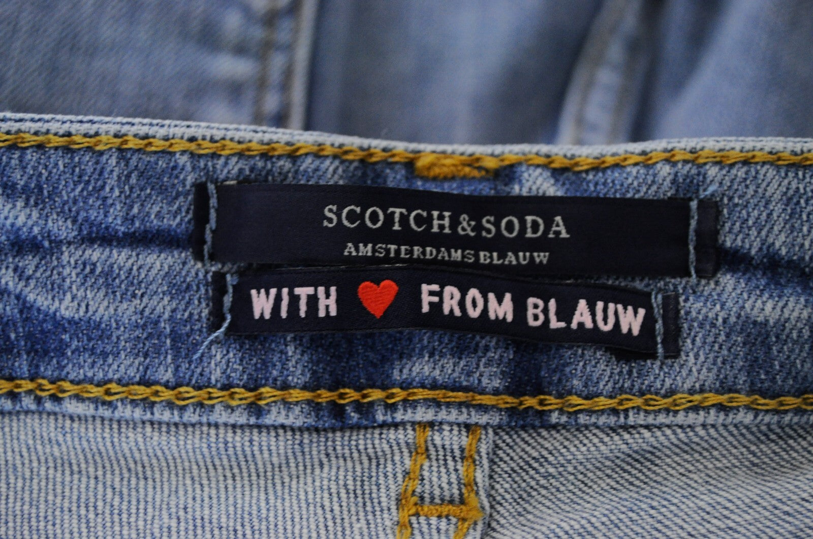 SCOTCH &amp; SODA Ams Blauw moteriški džinsai W24/L32 Slim Fit medvilniniai tamprūs mėlyni 