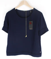 MAISON SCOTCH Women S Blue T-Shirt Lightweight Round Neck Short Sleeve Pullover