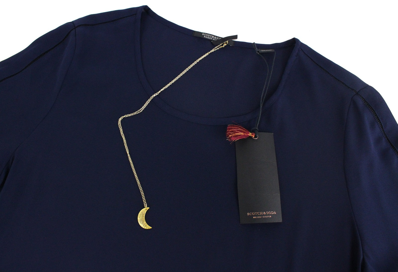 MAISON SCOTCH Women S Blue T-Shirt Lightweight Round Neck Short Sleeve Pullover