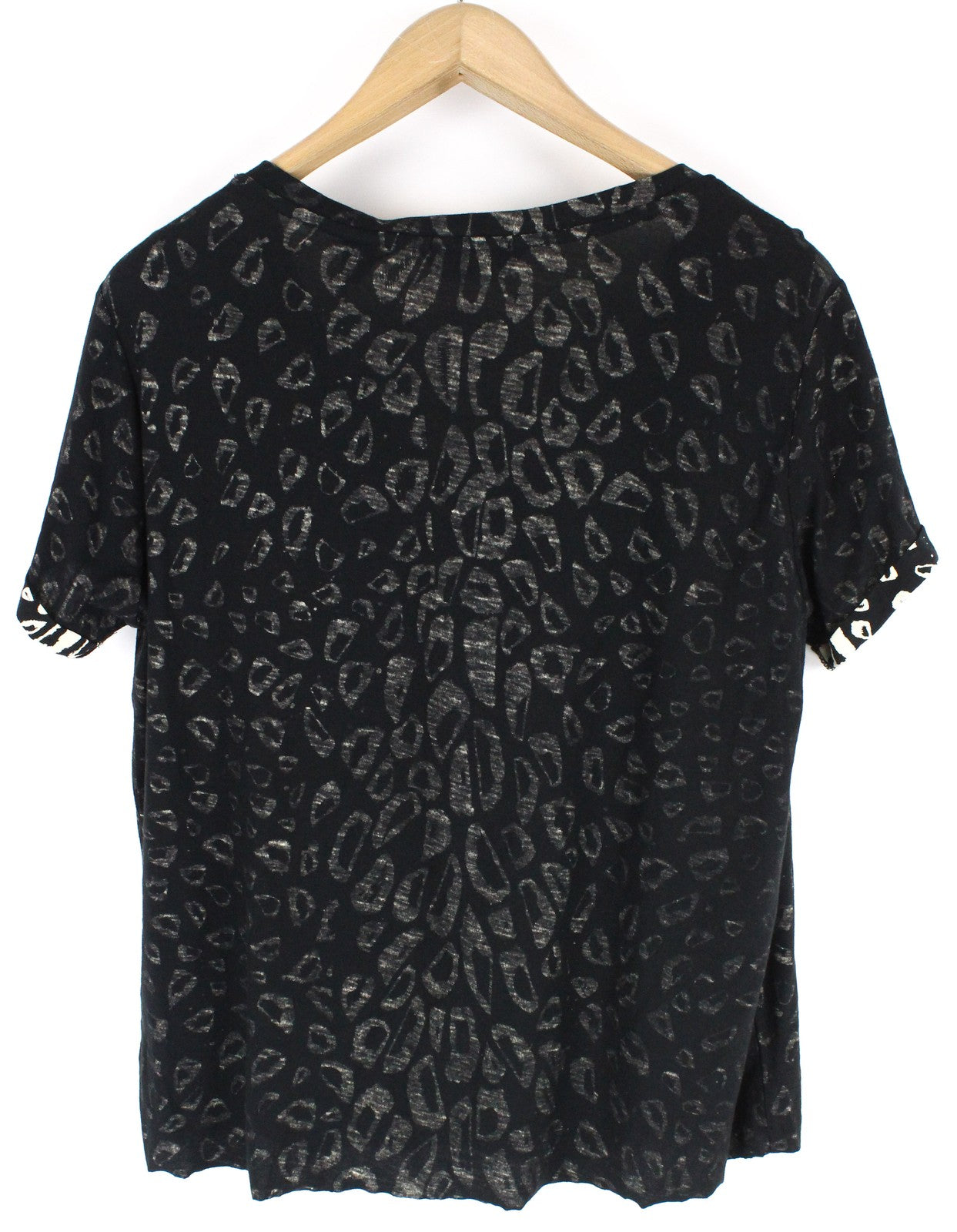 SCOTCH & SODA Ams Blauw Women XS T-Shirt Black Cotton Blend Pattern Short Sleeve