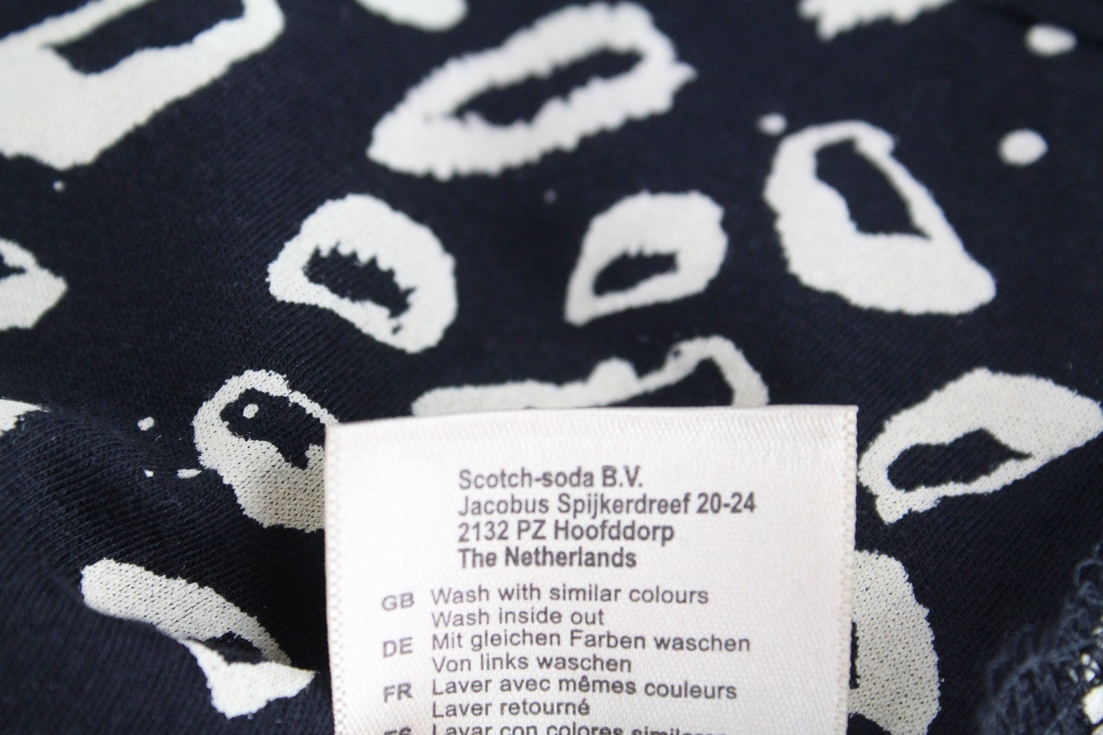 SCOTCH & SODA Ams Blauw Women XS T-Shirt Black Cotton Blend Pattern Short Sleeve