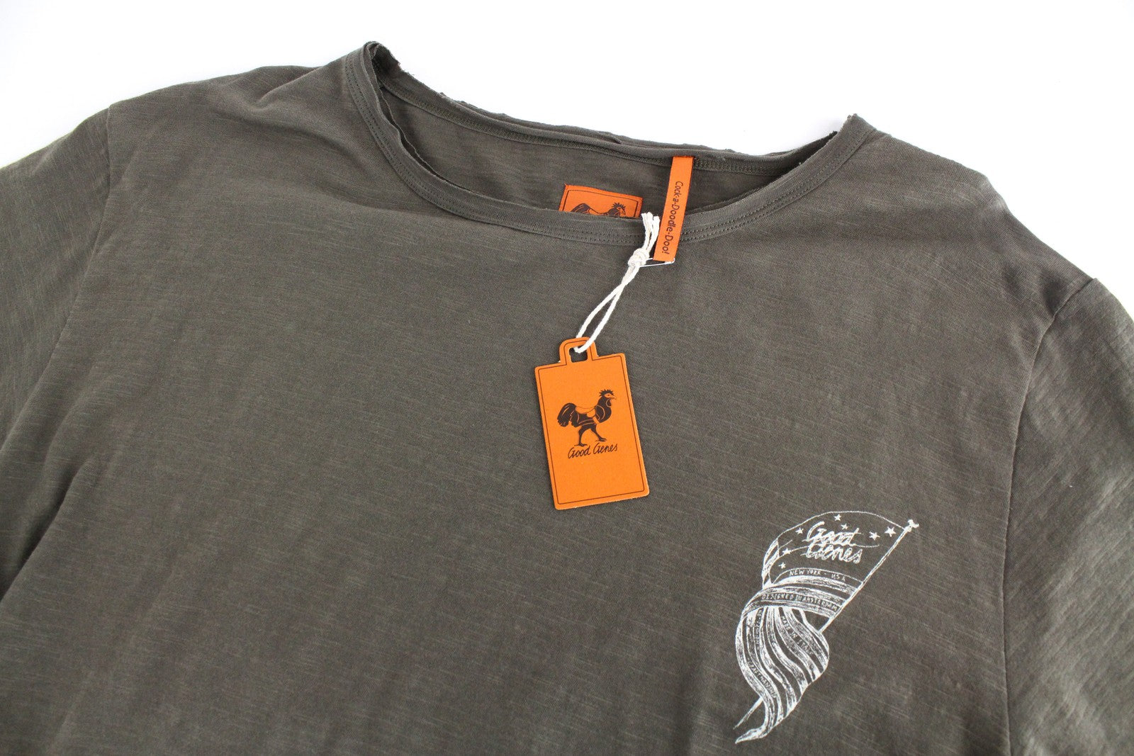 GOOD GENES vyriški XL dydžio žali medvilniniai marškinėliai trumpomis rankovėmis, vasariniai su logotipu ir apvalia iškirpte. 