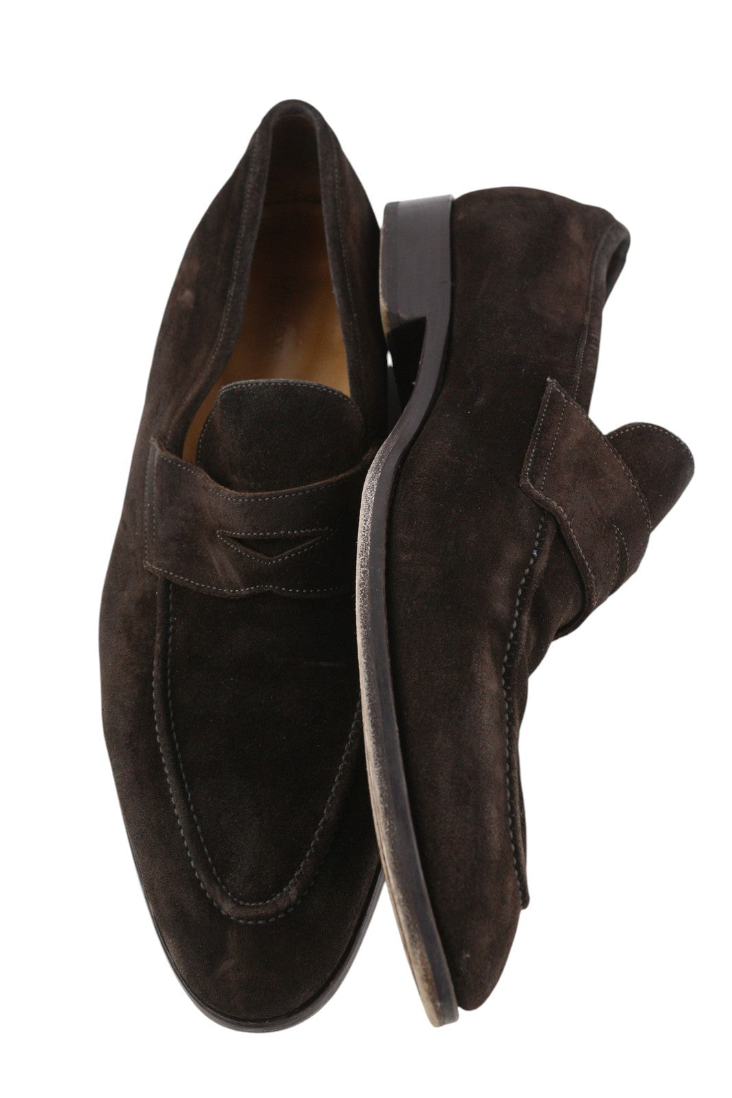 SUITSUPPLY vyriški formalūs bateliai, EU46, tamsiai rudi, zomšiniai, odiniai, migdolų spalvos, užsegami. 