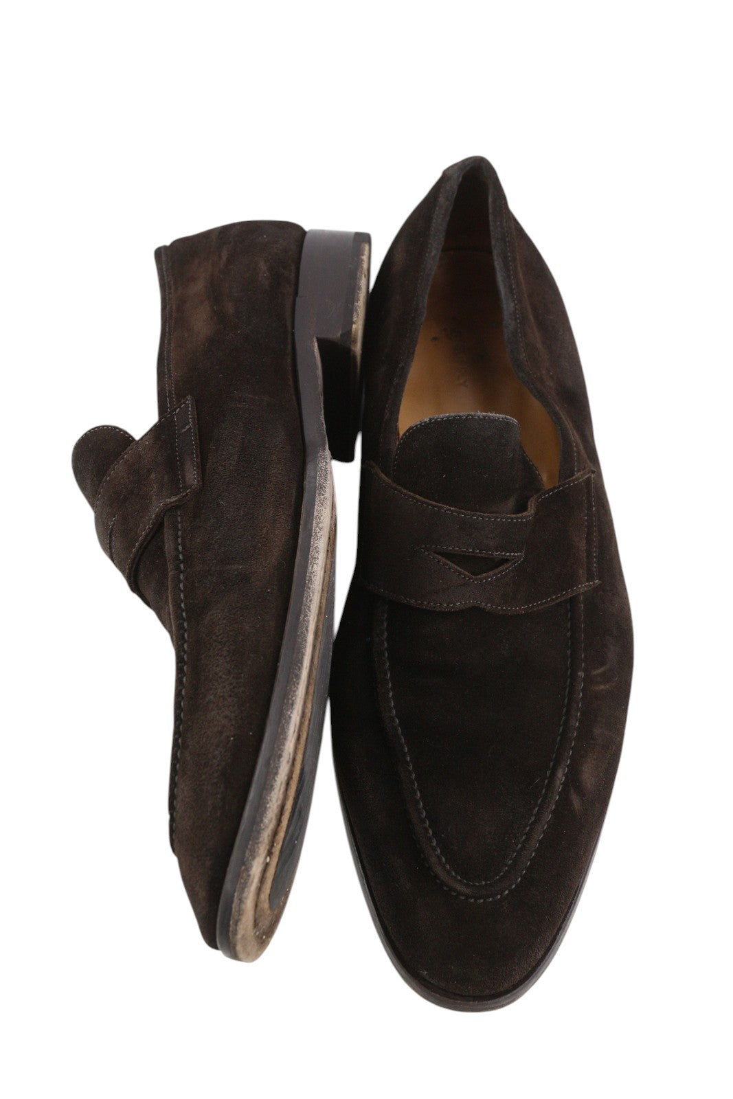 SUITSUPPLY vyriški formalūs bateliai, EU46, tamsiai rudi, zomšiniai, odiniai, migdolų spalvos, užsegami. 