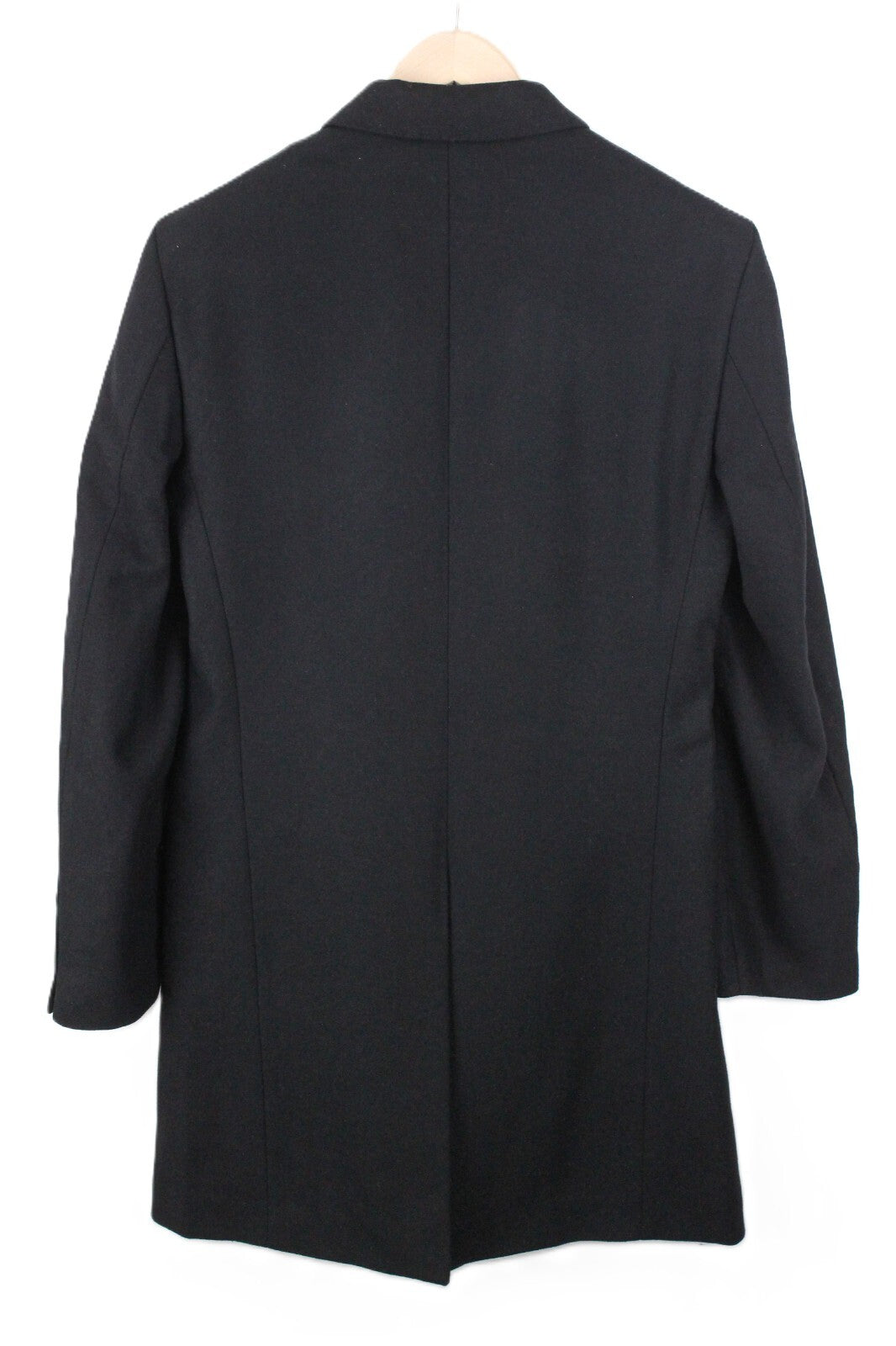 GOOD GENES vyriškas paltas 52 juodas vilnos mišinio smailiu atvartu, vieneilis pamušalas 