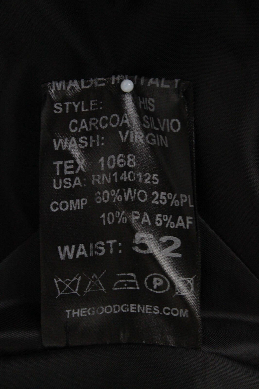 GOOD GENES vyriškas paltas 52 juodas vilnos mišinio smailiu atvartu, vieneilis pamušalas 