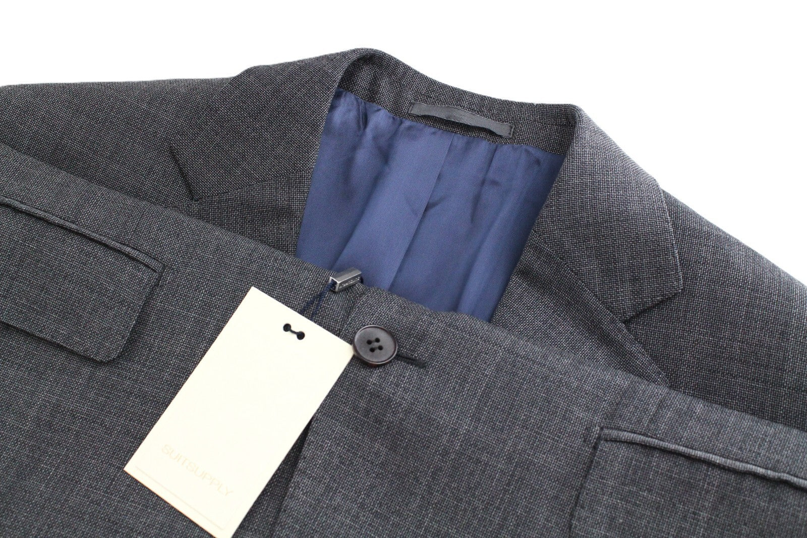 „SUITSUPPLY Napoli UK40L“ vyriškas pilkas vilnonis švarkas „Super 110's“ plonas kirpimas 