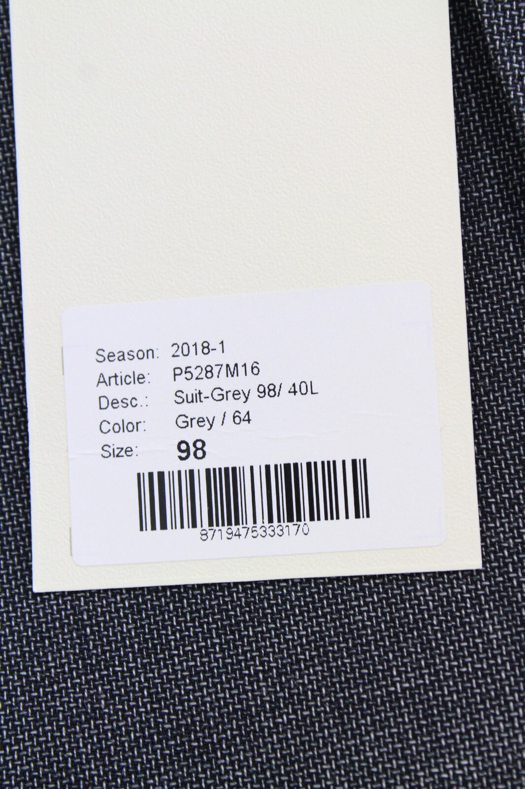 „SUITSUPPLY Napoli UK40L“ vyriškas pilkas vilnonis švarkas „Super 110's“ plonas kirpimas 