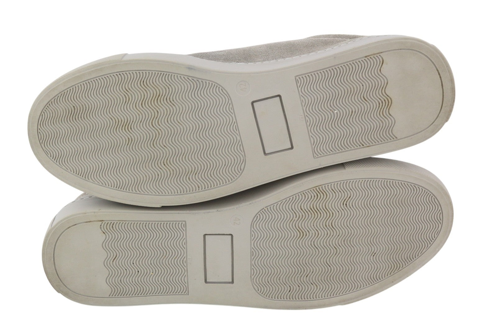 SUITSUPPLY vyriški sportbačiai, EU42, pilki, zomšiniai, odiniai, žemi bateliai su raišteliais ir logotipu 