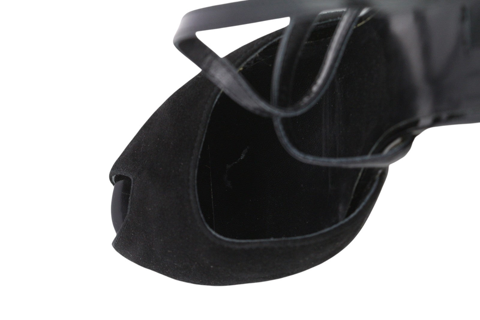 ELENA MIRO moteriški aukštakulniai, juodi, zomšiniai, odiniai, atviri pirštai, su dirželiais, blizgantys kulniukai, EU40. 