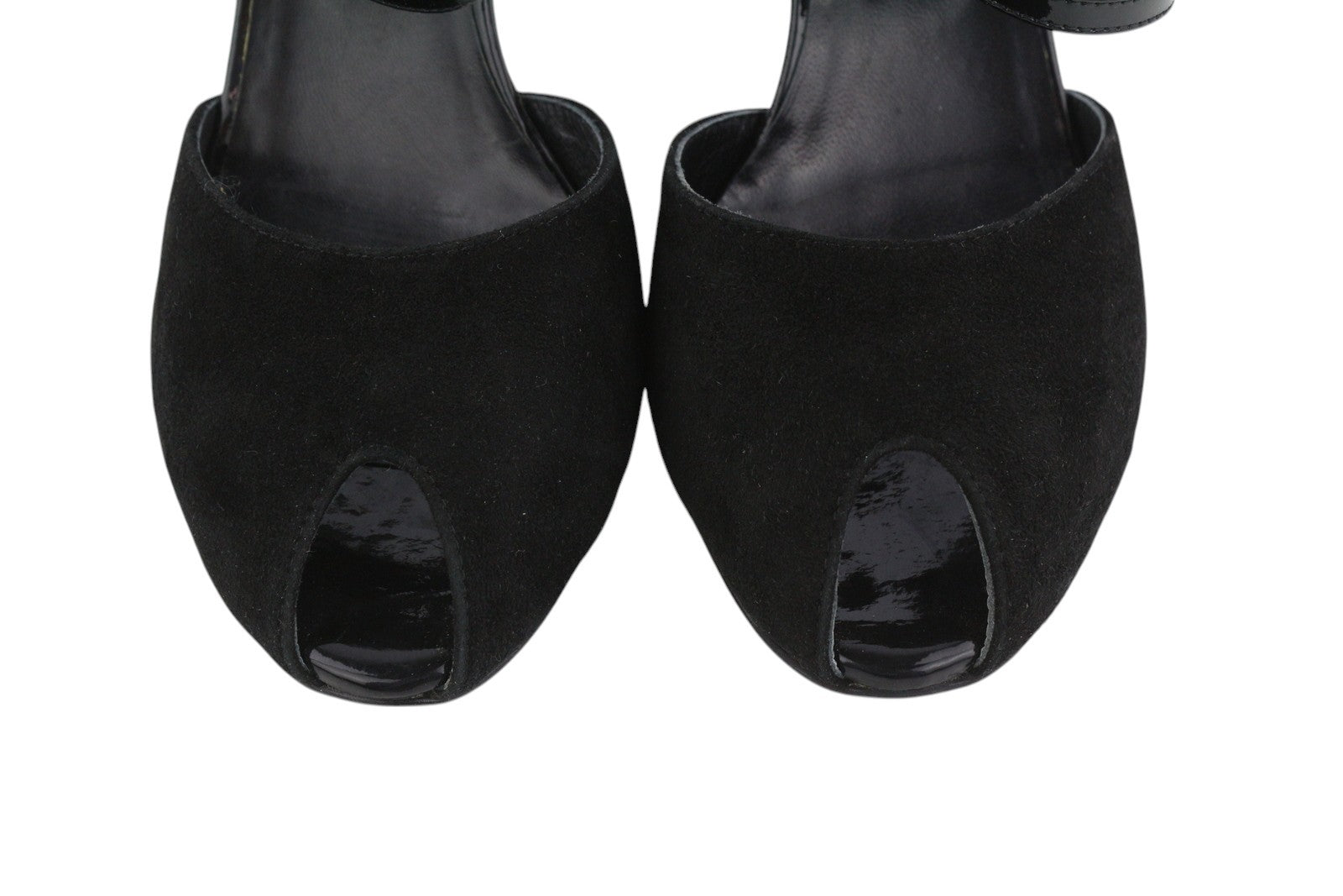 ELENA MIRO moteriški aukštakulniai, juodi, zomšiniai, odiniai, atviri pirštai, su dirželiais, blizgantys kulniukai, EU40. 