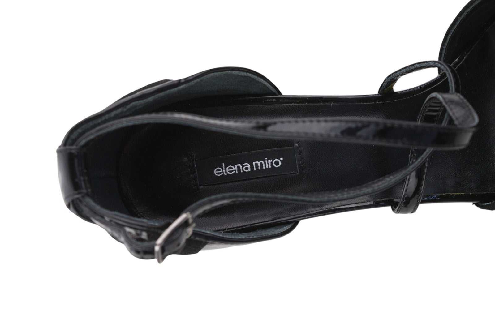 ELENA MIRO moteriški aukštakulniai, juodi, zomšiniai, odiniai, atviri pirštai, su dirželiais, blizgantys kulniukai, EU40. 