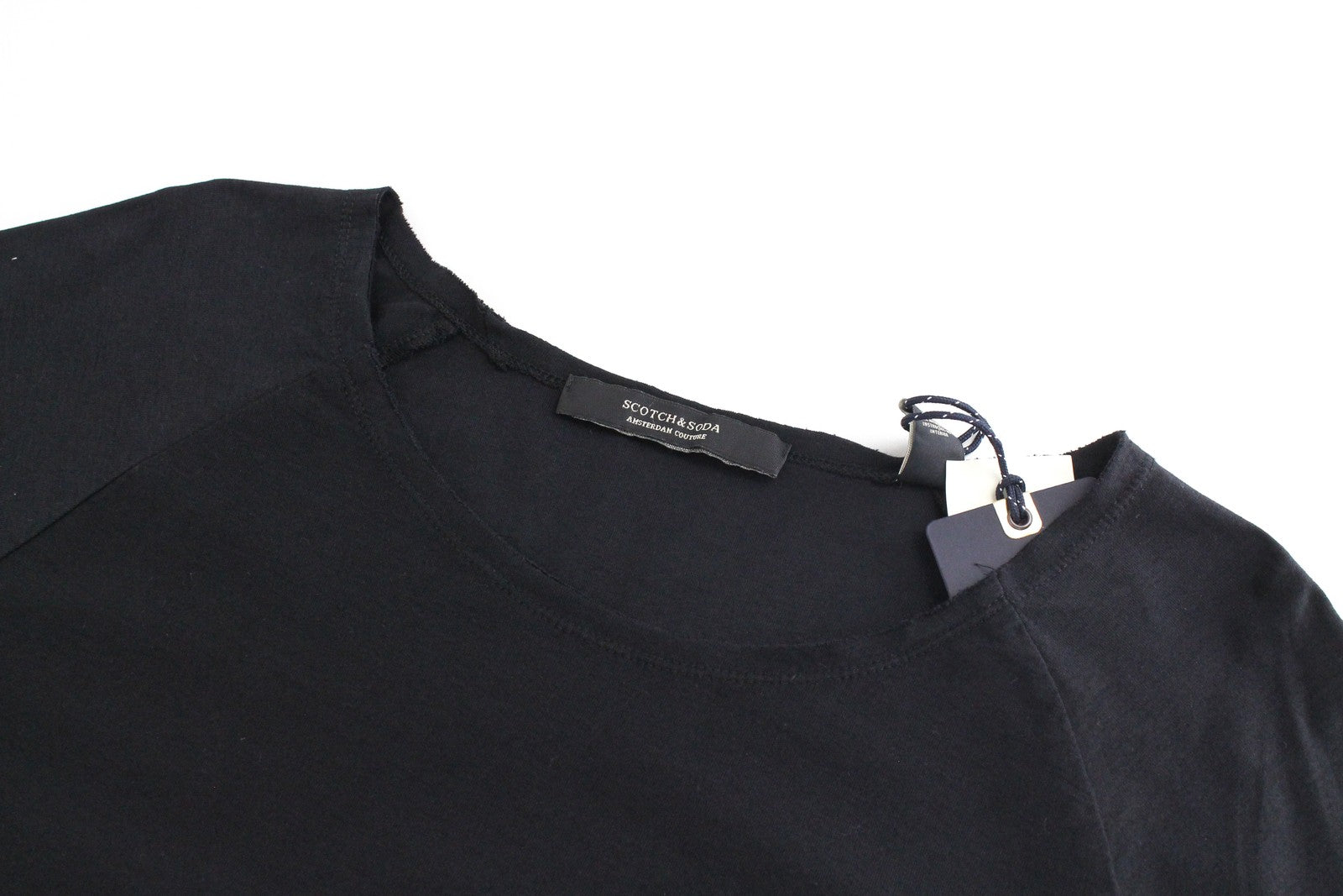 SCOTCH &amp; SODA M juodi ilgomis rankovėmis megztiniai vyrams, medvilniniai, Ams Couture 