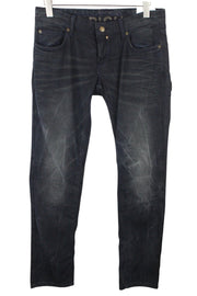 RICHMOND vyriški džinsai, 32 dydis, juodi, skalbti, itin aptempti, tamprūs, žemo liemens, medvilniniai 