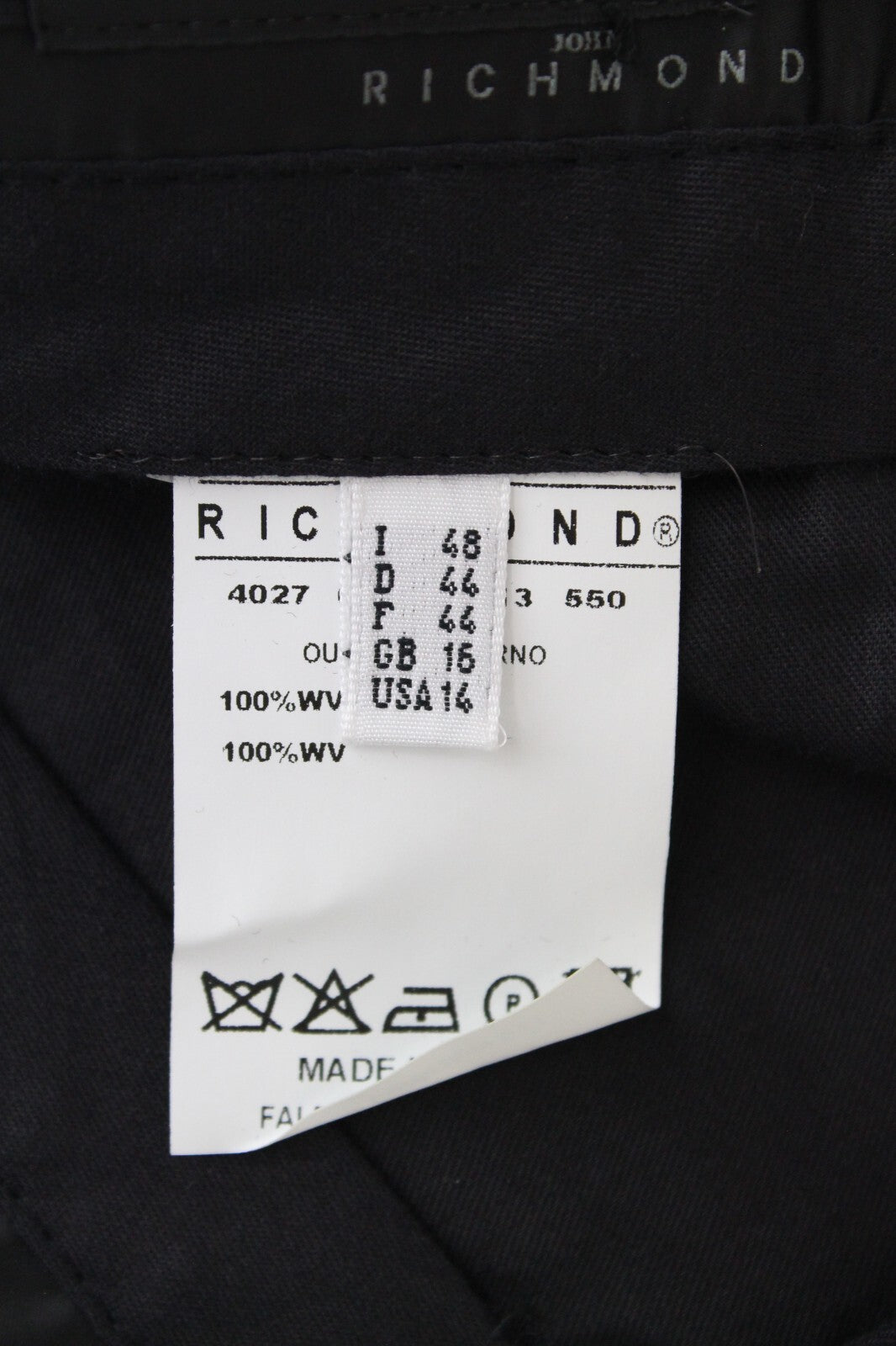 JOHN RICHMOND UK16 Navy Wool Trousers Striped Pleated Classic Fit Men's