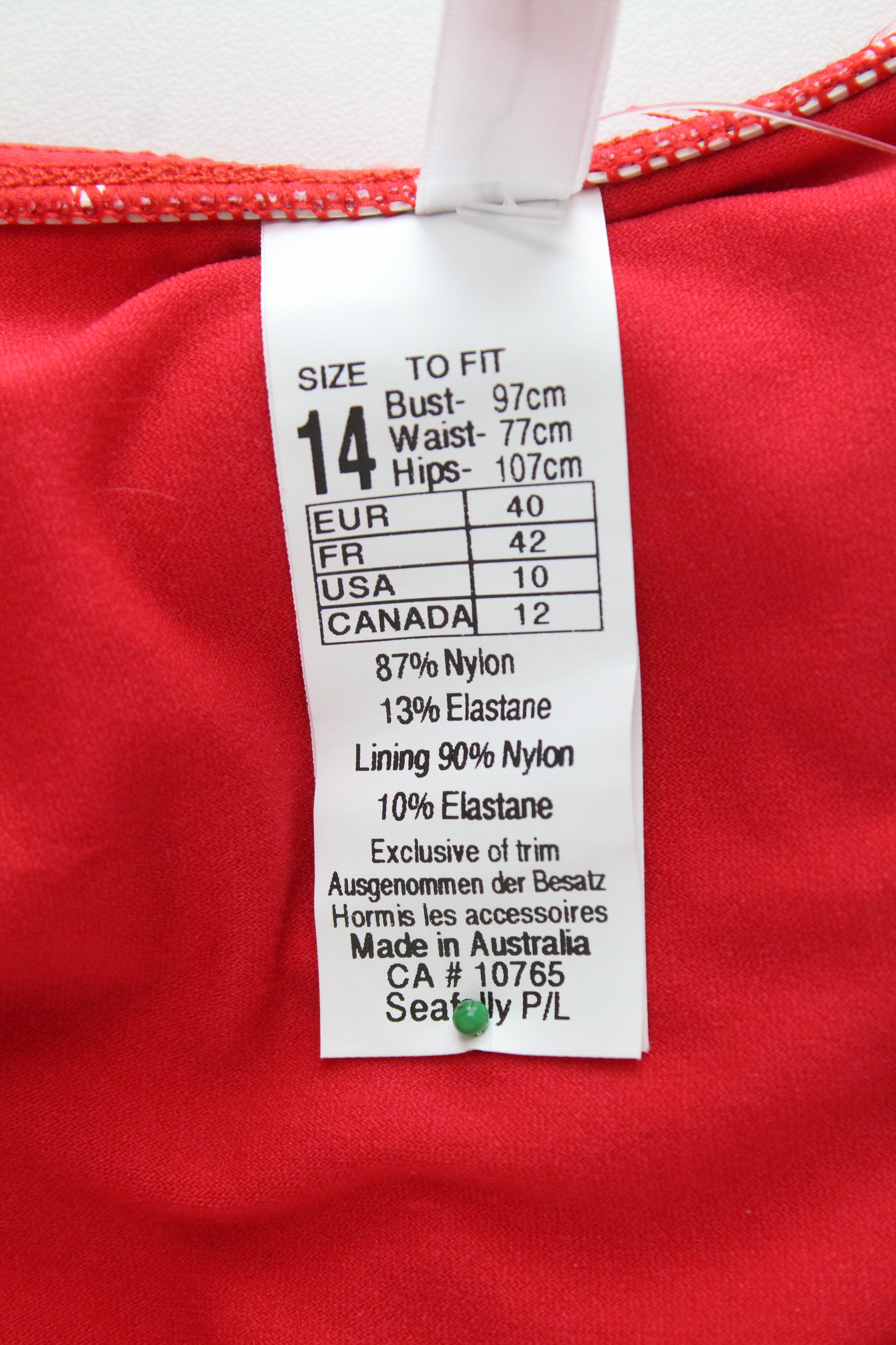 SEAFOLLY Siren Bikini Bottom UK14 Red Polka Stretch Swimwear with Frills