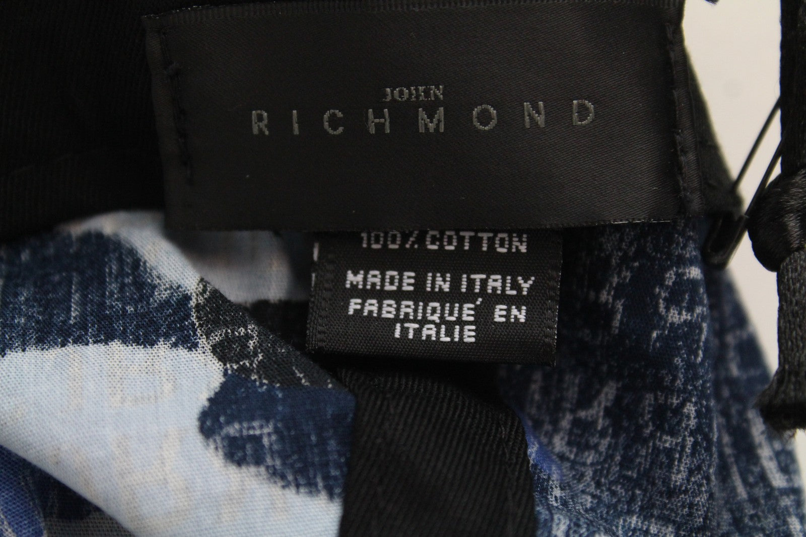 JOHN RICHMOND vyriška mėlyna medvilninė kepuraitė su logotipu, kamufliažinio stiliaus, karinio stiliaus