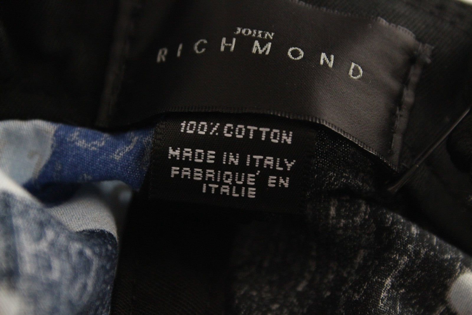 JOHN RICHMOND Cotton Casual Cap M Blue Camo Logo Print Men's Hat