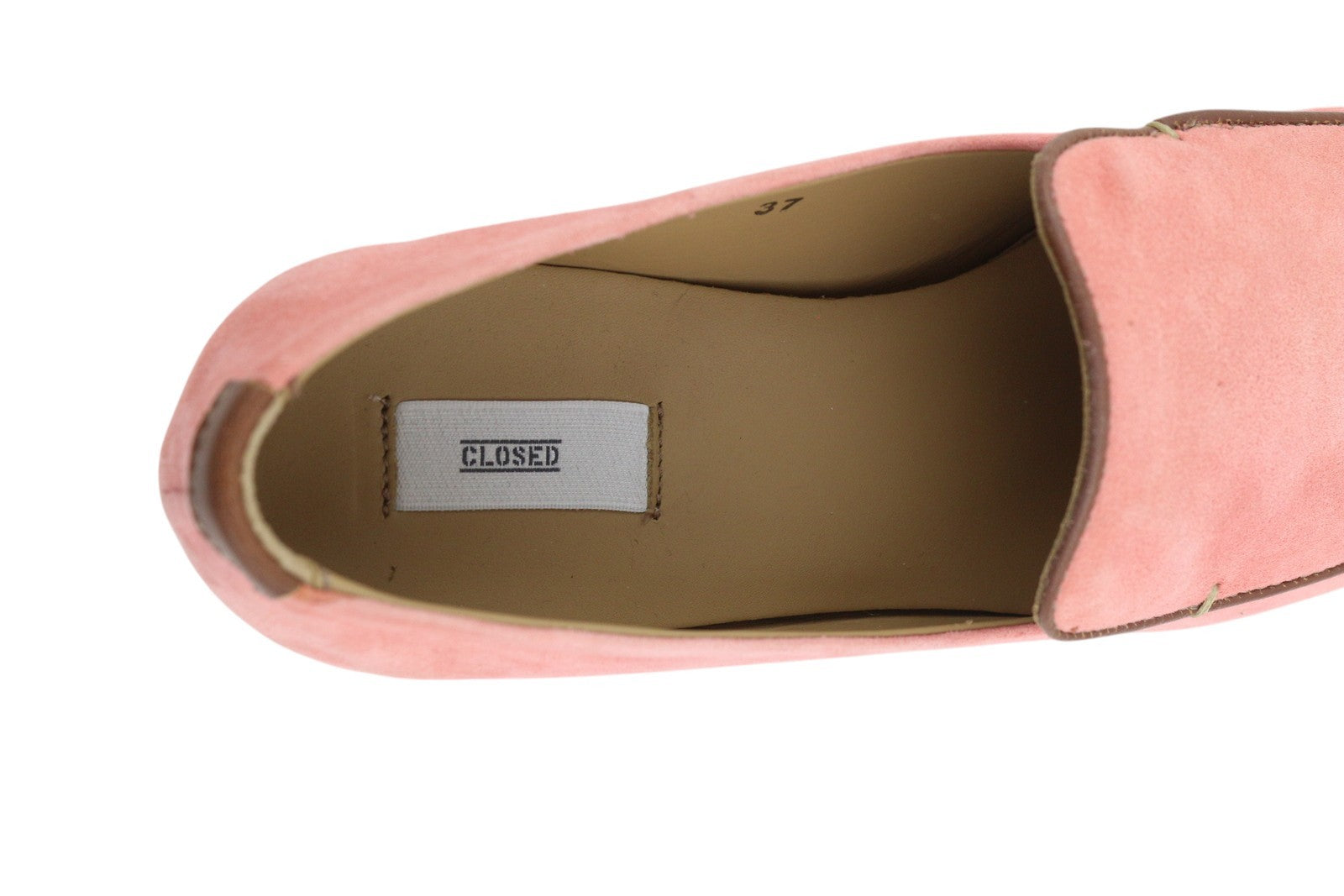 UŽDARYTA Moteriški bateliai, 37 €, šviesiai rožiniai, zomšiniai, odiniai, migdolų formos noseliai, užsegami. 