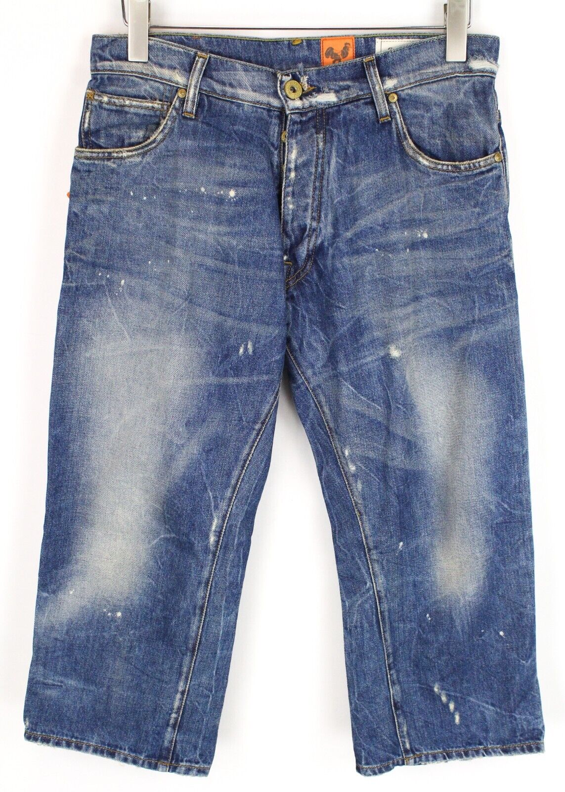 GOOD GENES Mens Jeans W32/L34 Buttoned Capri Washed Denim  Cotton