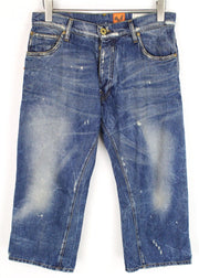 GOOD GENES Mens Jeans W32/L34 Buttoned Capri Washed Denim  Cotton