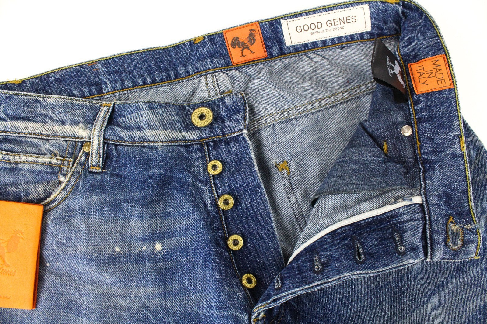 GOOD GENES Mens Jeans W32/L34 Buttoned Capri Washed Denim  Cotton