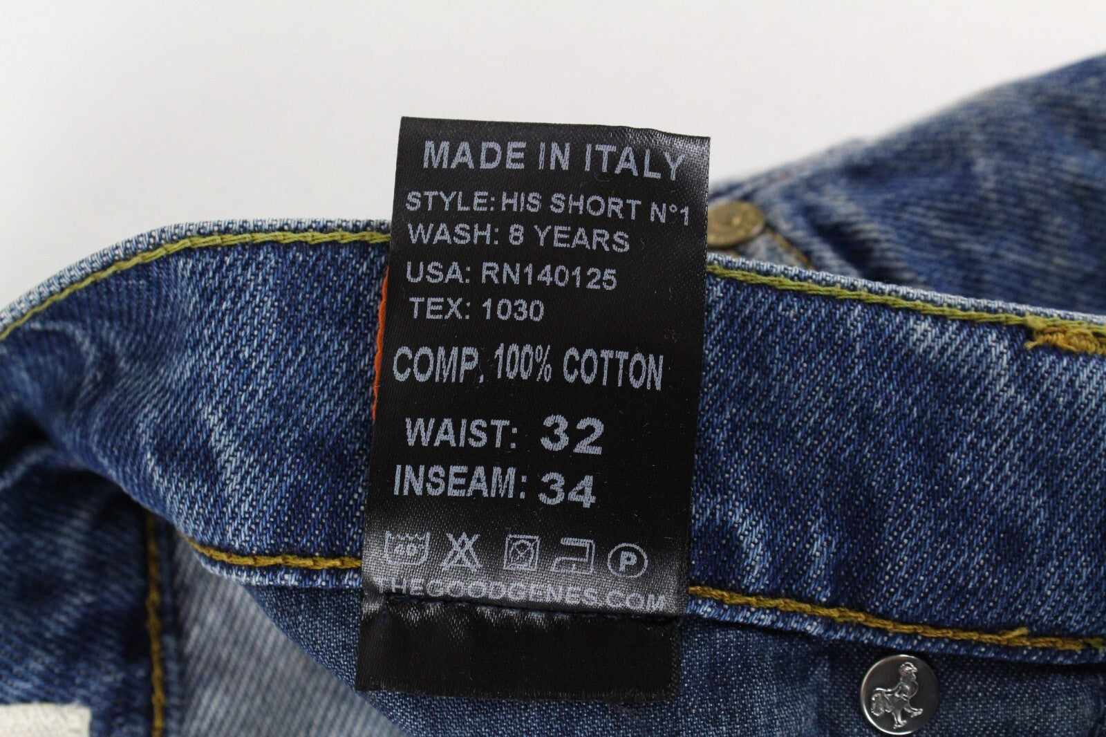 GOOD GENES Mens Jeans W32/L34 Buttoned Capri Washed Denim  Cotton