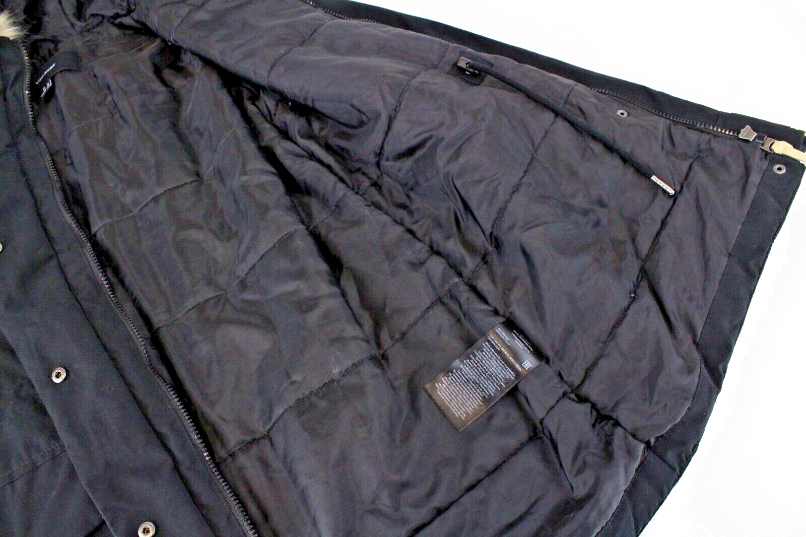 VERO MODA moteriška striukė XS su dirbtiniu kailiu, juoda pamušalu, ilga parka su gobtuvu 