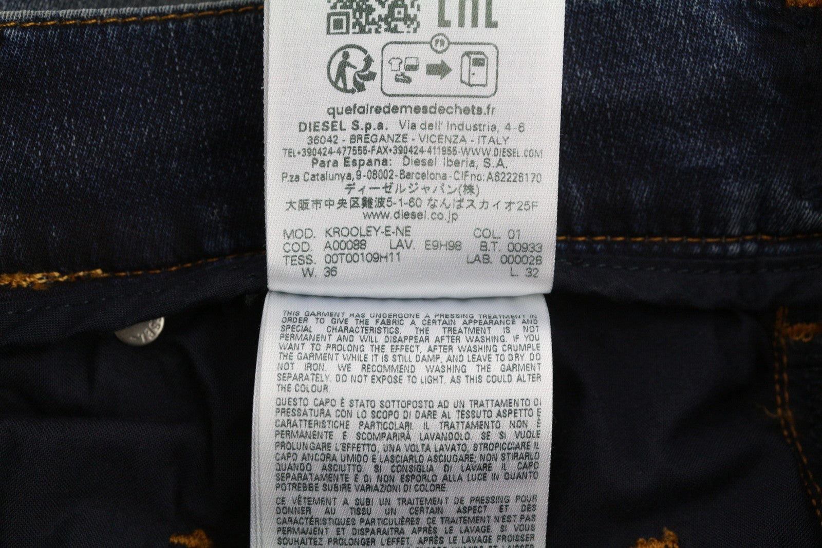 DIESEL Krooley-E-Ne E9H98 Men Jeans W36/L32 Jogg Distress Washed RRP€295 Blue