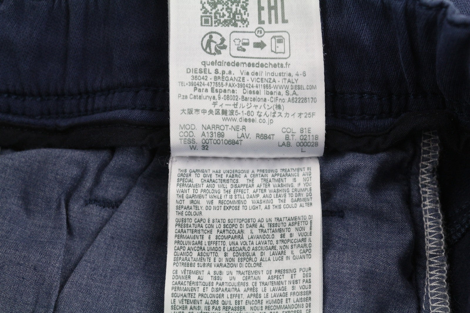DIESEL Narrot-Ne-R R684T vyriški džinsai W32 Jogg Narrot raišteliu juosmens RRP 275 € 