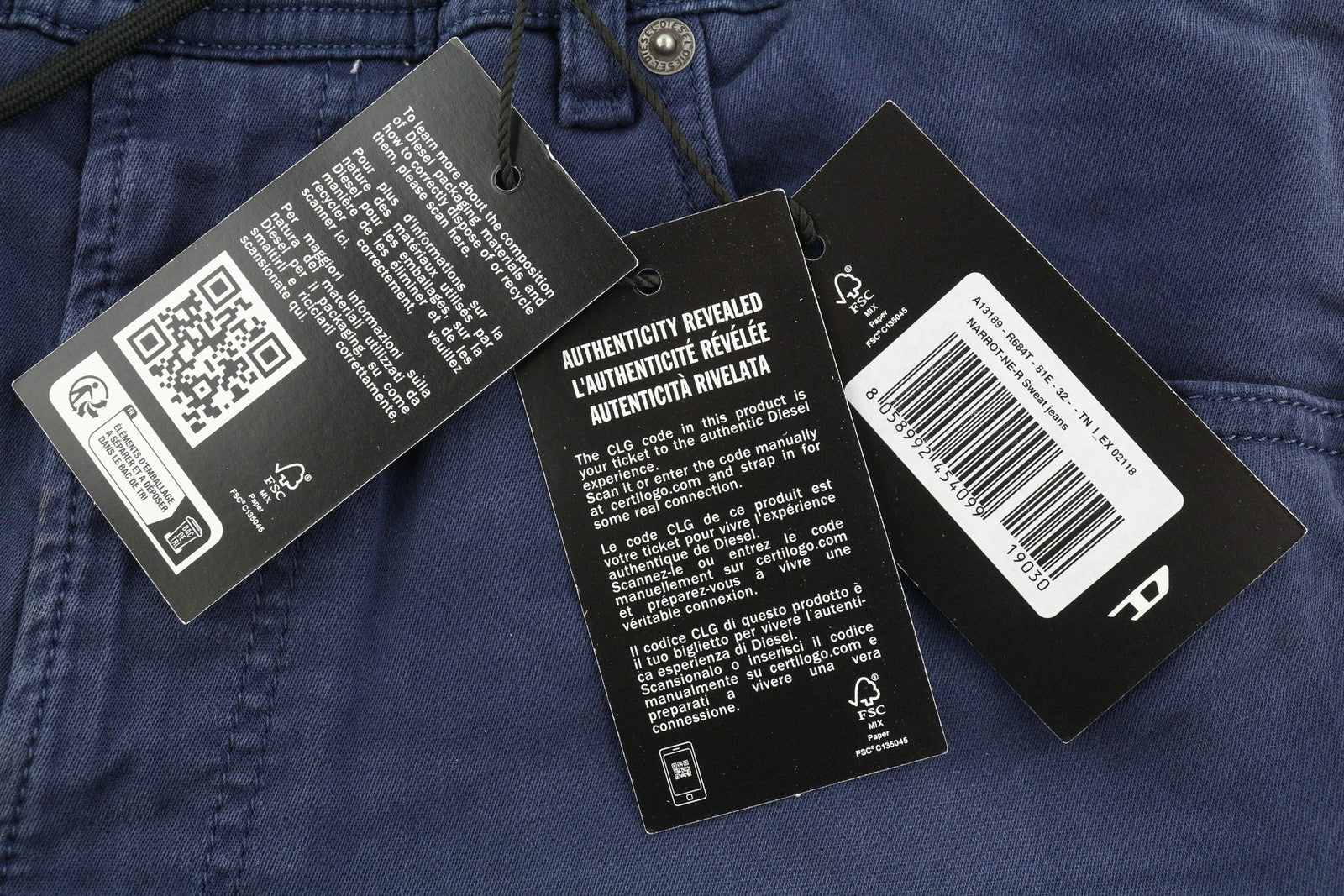 DIESEL Narrot-Ne-R R684T vyriški džinsai W32 Jogg Narrot raišteliu juosmens RRP 275 € 