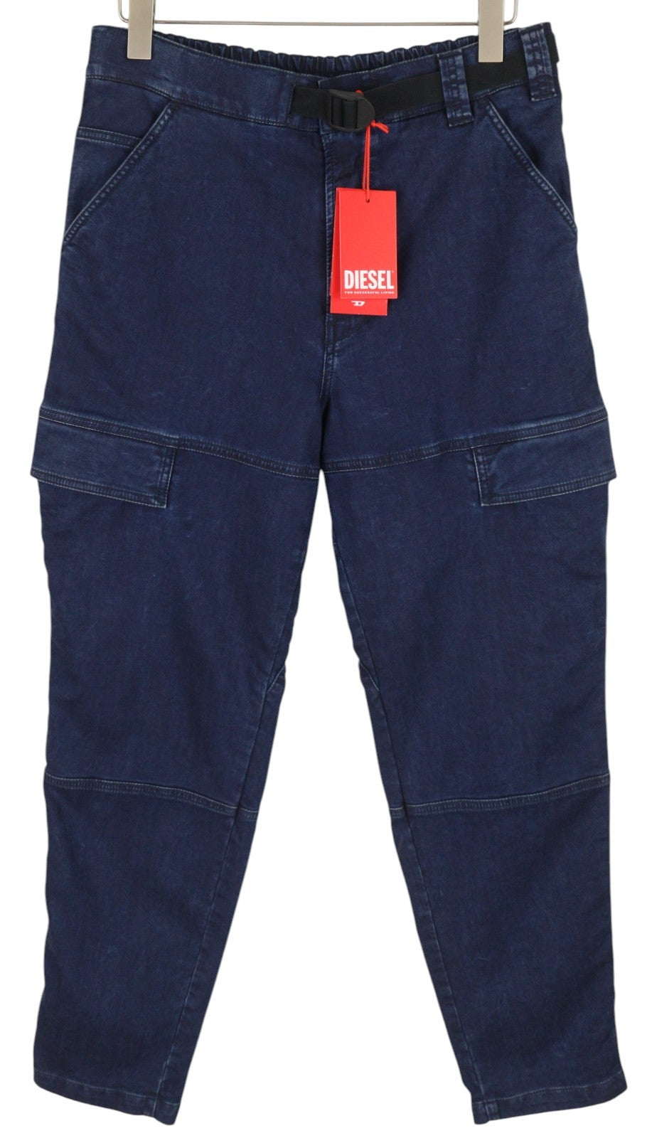 DIESEL D-Krooley-Cargo-Ne 069ZJ vyriški džinsai W32 su juosmeniu, siaurėjančiomis klešnėmis, rekomenduojama kaina – 295 €, mėlyni 