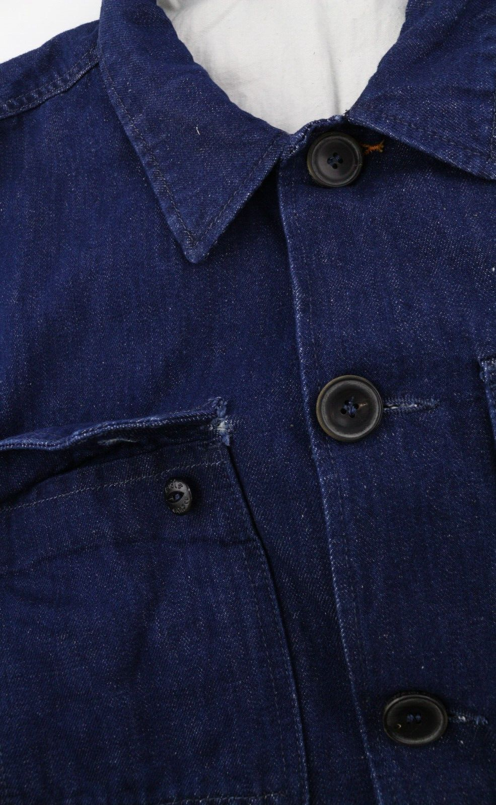 NUDIE Ricco tamsiai kanapių vyriška striukė, XL dydžio, mėlyna, džinsinė, su sagomis užsegama apykakle, pamušalu kišenėse. 