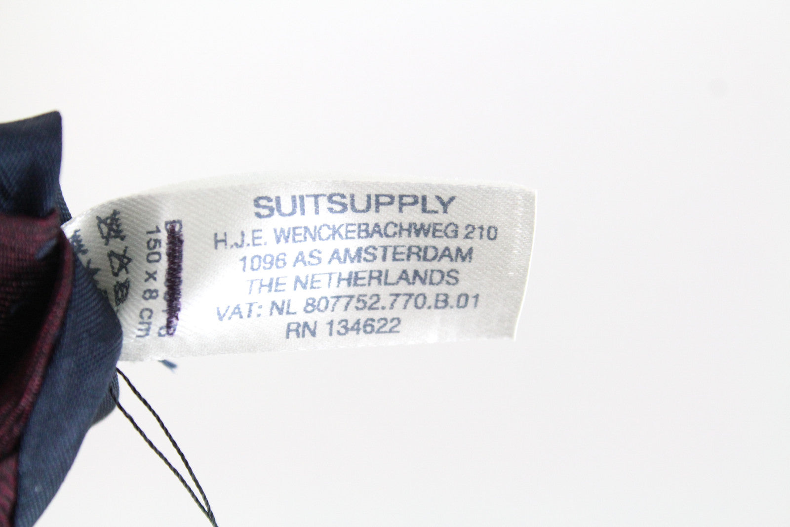 „SUITSUPPLY“ vyriškas violetinis šilkinis kaklaraištis, 150 x 8 cm, taškuotas oficialus aksesuaras smailiais galais 