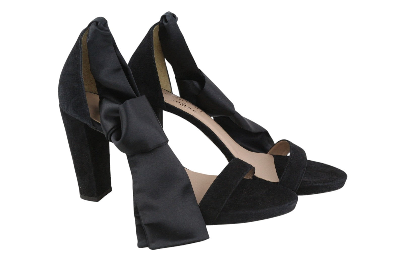 JONAK moteriški aukštakulniai, juodos spalvos, veliūrinės, zomšinės, odos, blokinio kulno, atviros nosies, EU40 