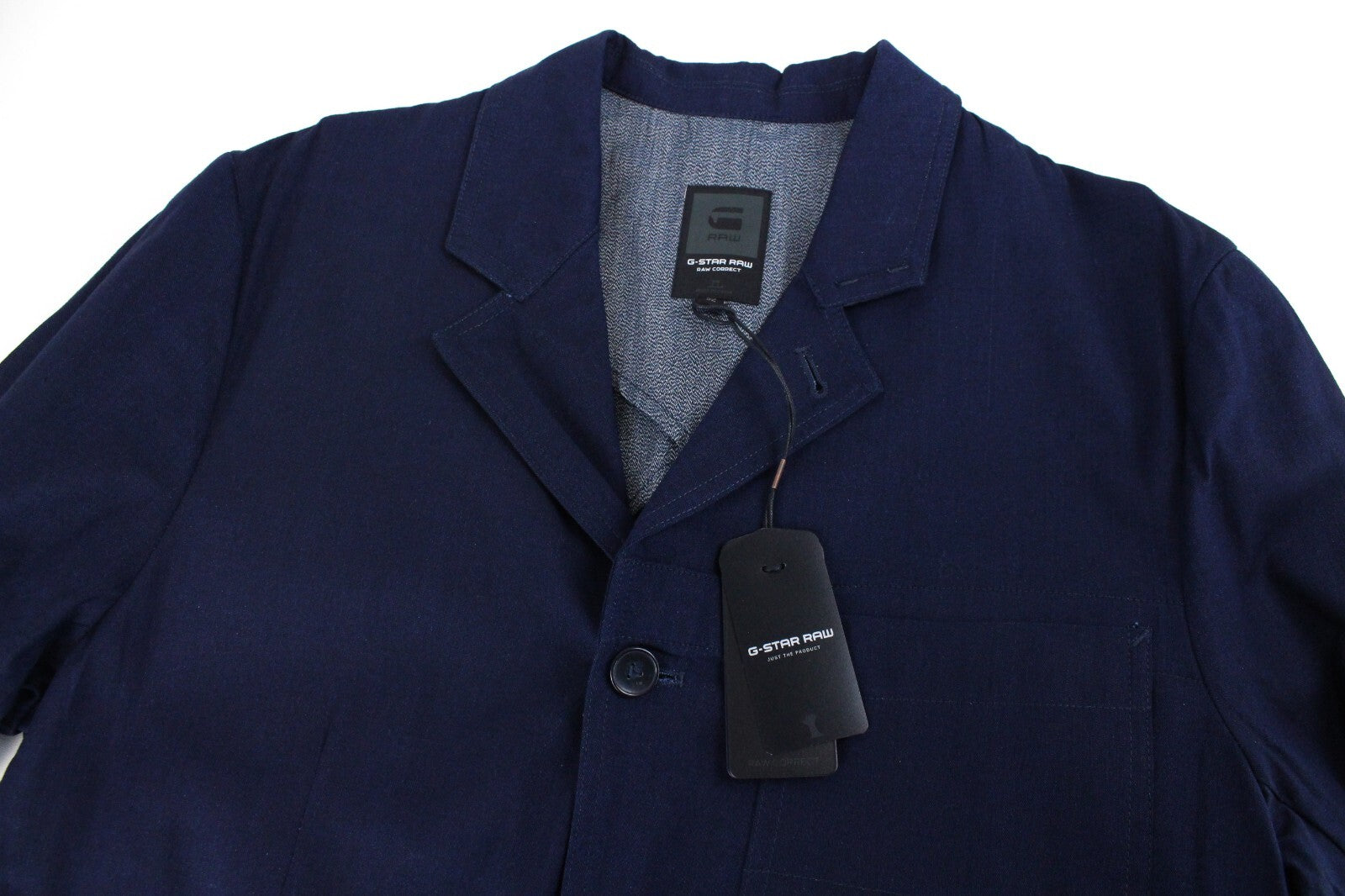 G-STAR vyriška striukė 52 mėlyna Shattor Omega vienaeilė medvilninė apykaklė 