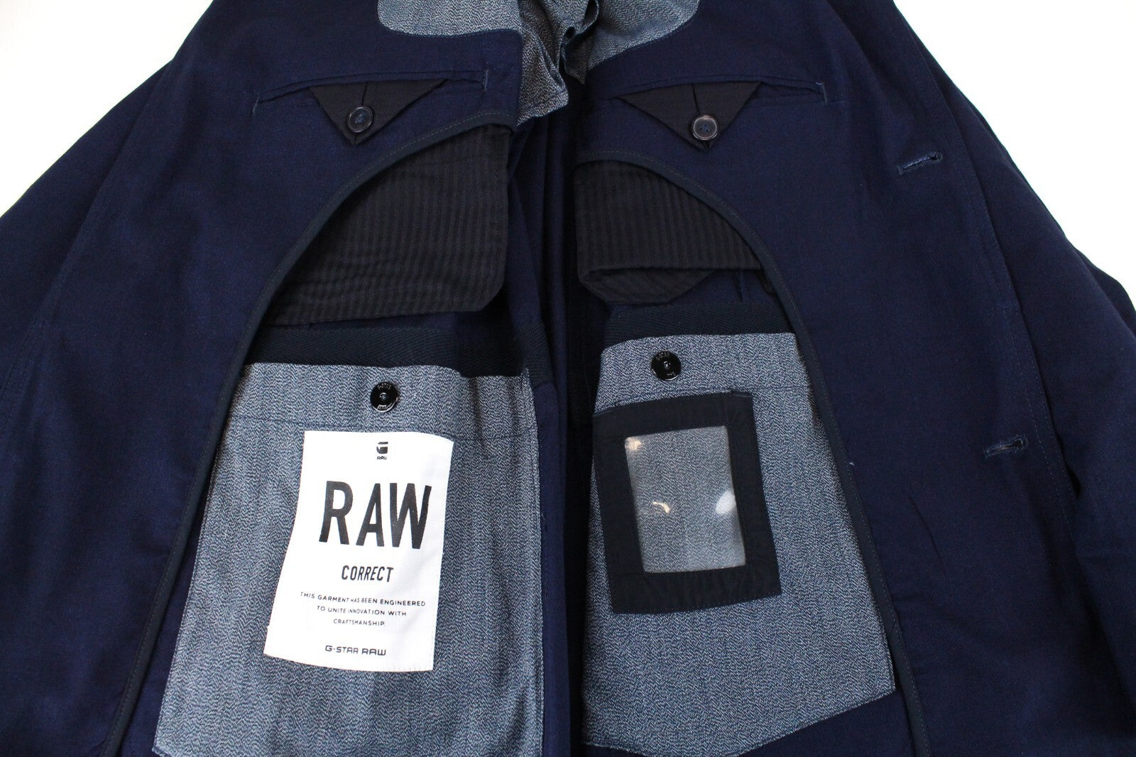 G-STAR vyriška striukė 52 mėlyna Shattor Omega vienaeilė medvilninė apykaklė 