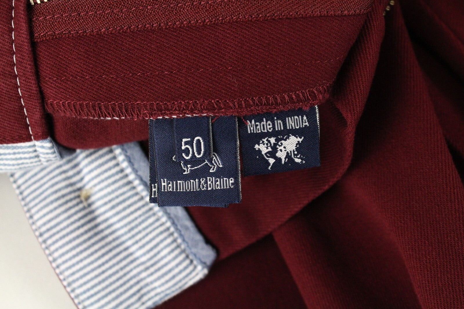 HARMONT & BLAINE Mens Trousers 50 Burgundy Stretchy Narrow Leg Chino Style