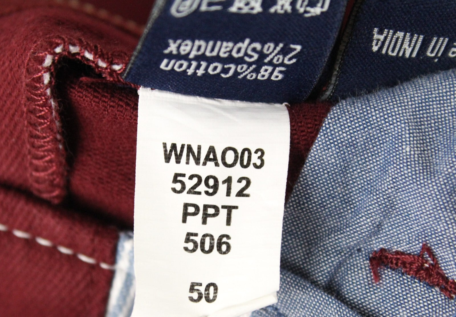 HARMONT & BLAINE Mens Trousers 50 Burgundy Stretchy Narrow Leg Chino Style