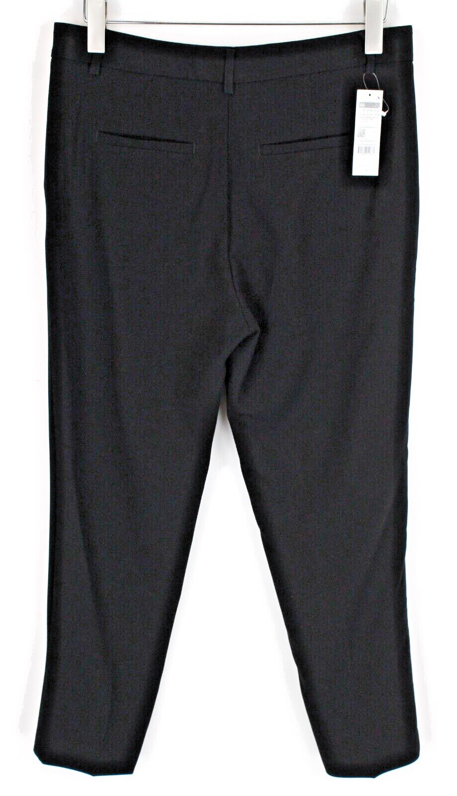 BENETTON Womens Trousers UK14 Pleated Zip-Up Chino Black Plain