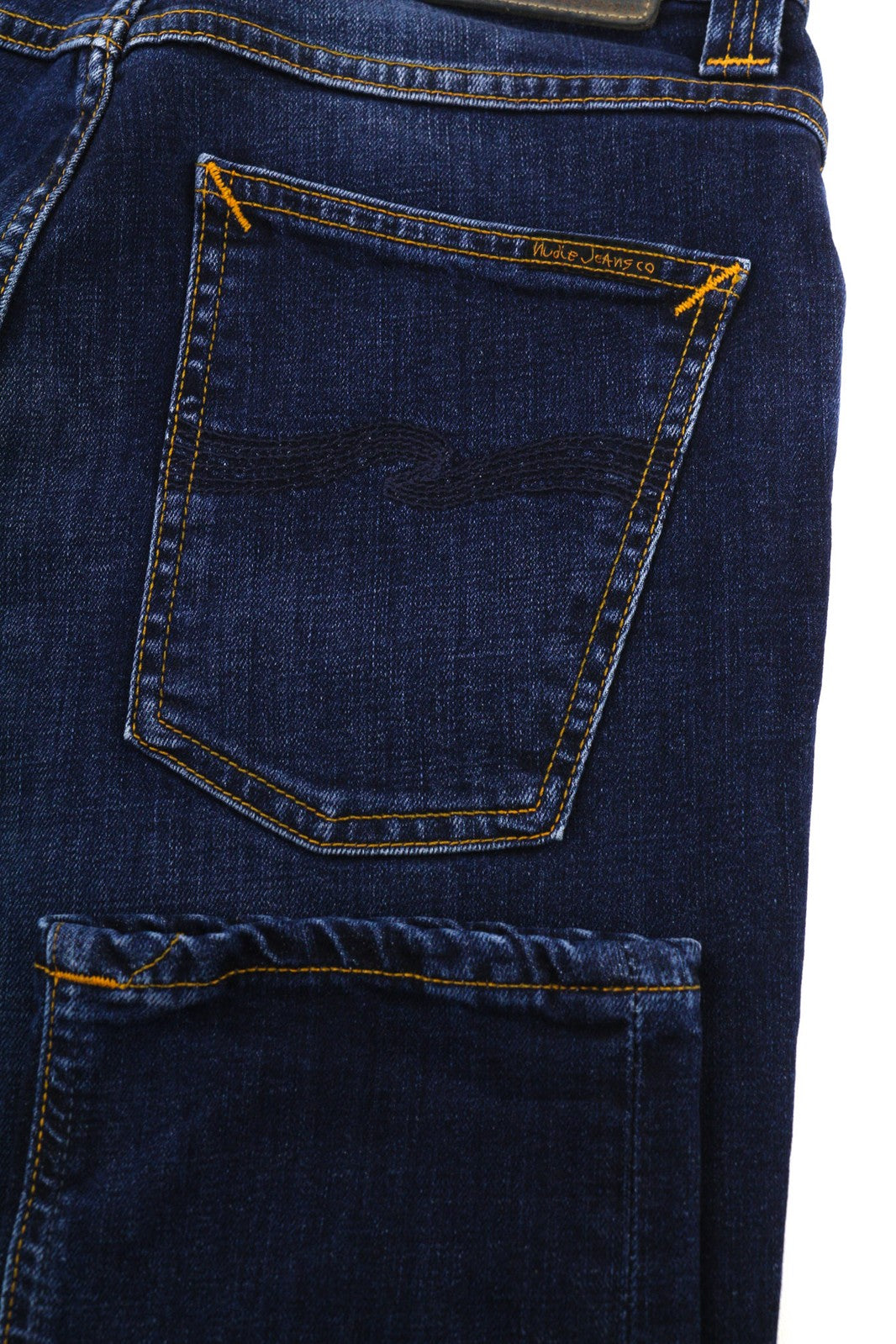 NUDIE Grim Tim Men Jeans W29/L32 Crosshatch Worn In Organic Washed Denim Logo