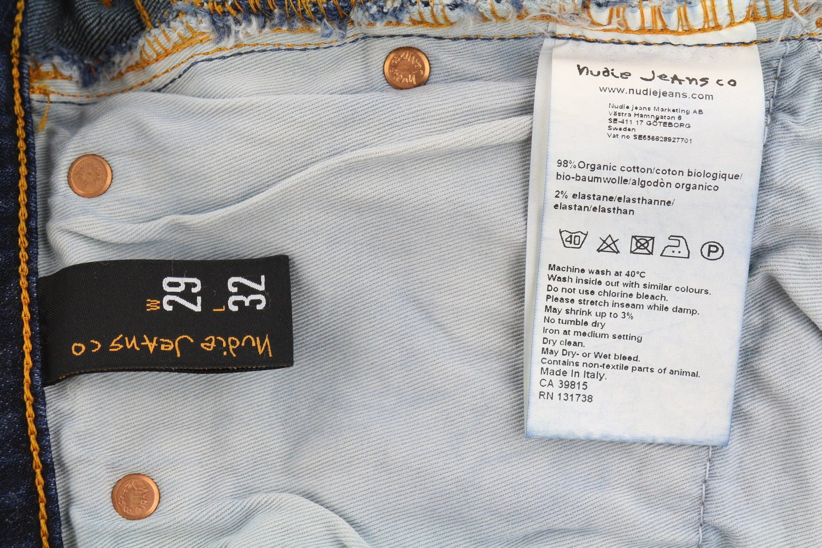 NUDIE Grim Tim Men Jeans W29/L32 Crosshatch Worn In Organic Washed Denim Logo